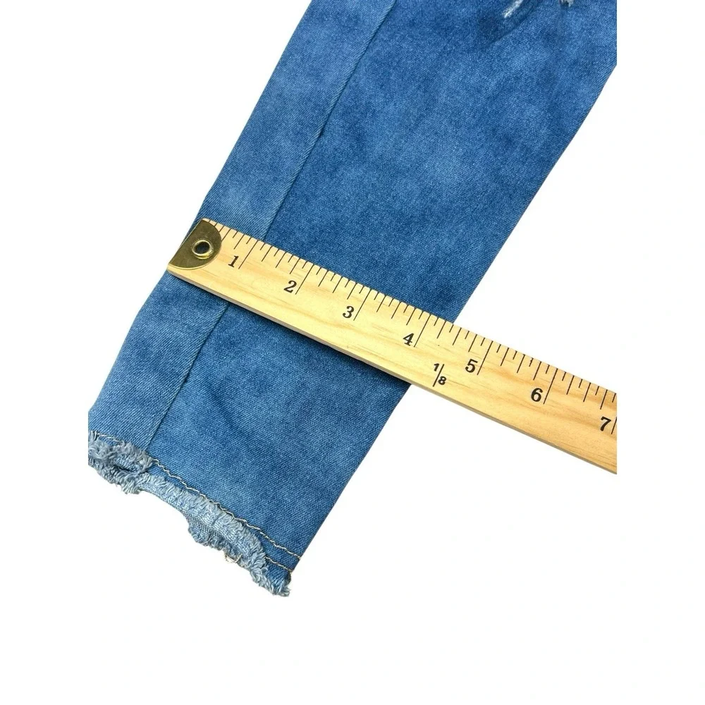Skateboard Distressed Skinny Jeans Men's Blue‎ Ripped Frayed Hem Stretch Size 28